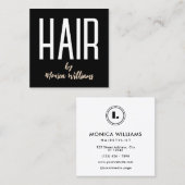 Modern bold minimalist hair salon vierkante visitekaartje (Voorkant / Achterkant)