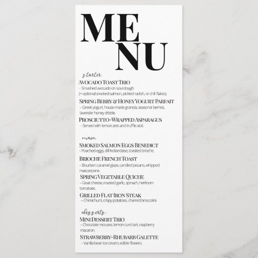 Modern Bold Minimalist Moederdag Brunch Menu (Voorkant)