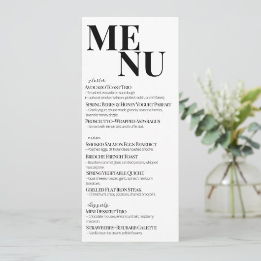Modern Bold Minimalist Moederdag Brunch Menu (Staand voorkant)