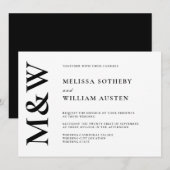 Modern Bold Monogram Black en White Wedding Kaart (Voorkant / Achterkant)