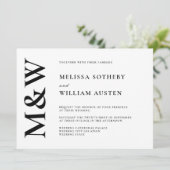 Modern Bold Monogram Black en White Wedding Kaart (Staand voorkant)