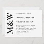 Modern Bold Monogram Black en White Wedding Kaart (Voorkant)