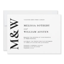 Modern Bold Monogram Black en White Wedding
