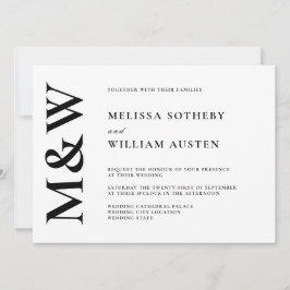 Modern Bold Monogram Black en White Wedding Kaart