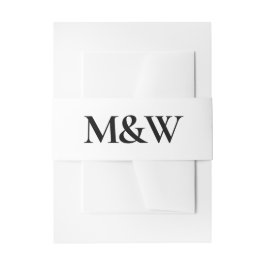 Modern Bold Monogram Black en White Wedding Uitnodigingen Wikkel