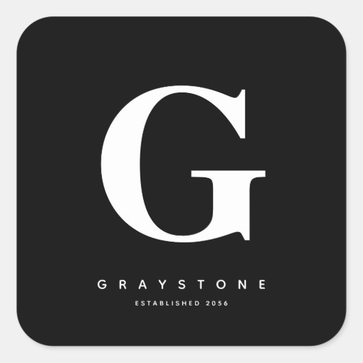 Modern Bold Monogram Initiaal Naam Zwart-wit Vierkante Sticker (Voorkant)