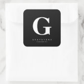 Modern Bold Monogram Initiaal Naam Zwart-wit Vierkante Sticker (Tas)