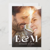 Modern Bold Monogram Initialen Foto Dusty Blue Save The Date (Voorkant)