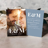 Modern Bold Monogram Initialen Foto Dusty Blue Save The Date