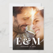 Modern Bold Monogram Initialen Foto Dusty Blue Save The Date (Voorkant)