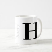 Modern Bold Monogram Naam Silver Black Coffee Mok (Voorkant rechts)
