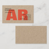 Modern Bold Monogram Plain Trendy Kraft Visitekaartje (Voorkant / Achterkant)