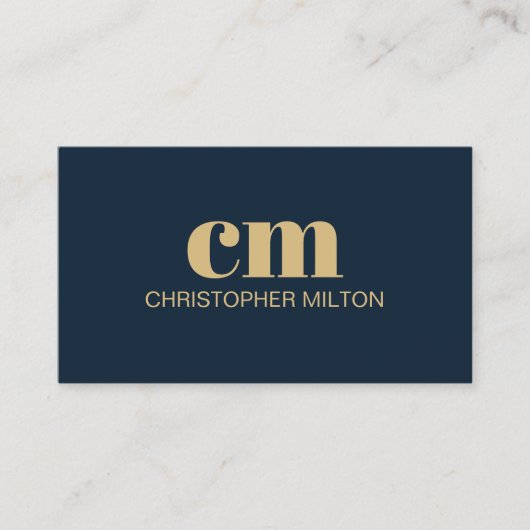 Modern Bold Monogram QR code Navy Blue Consultant Visitekaartje (Voorkant)