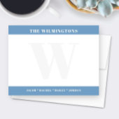 Modern Bold Monogram with Family Names Stationery Notitiekaartje
