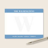 Modern Bold Monogram with Family Names Stationery Notitiekaartje