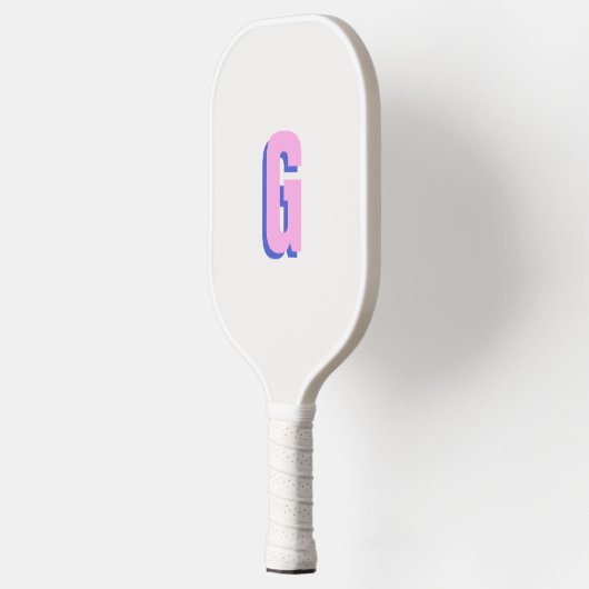 Modern bold monogrammed pink and blue pickleball paddle (Links)
