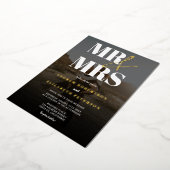 Modern bold Mr Mrs script zwarte foto bruiloft Folie Uitnodiging (Gedraaid)