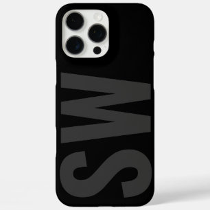 Modern Bold Naam Initialen Zwart Custom Monogram iPhone 16 Pro Max Hoesje