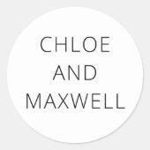 Modern Bold Names Black en White Ronde Sticker (Voorkant)