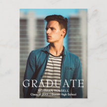 Modern Bold Navy Blue Boy Foto Afstuderen
