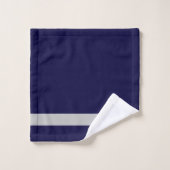 Modern Bold Navy Blue Grey Stripe Monogram Bad Handdoek (Wasdoekje)