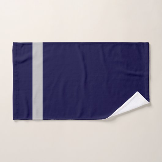 Modern Bold Navy Blue Grey Stripe Monogram Bad Handdoek (Handdoek)