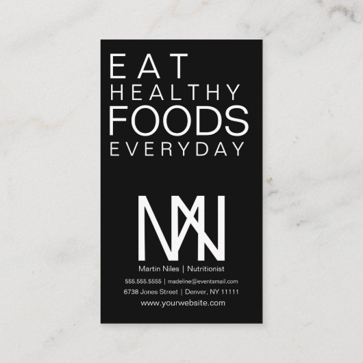 Modern Bold Nutritionist Salade Gezond Visitekaartje (Achterkant)