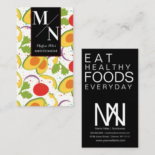 Modern Bold Nutritionist Salade Gezond Visitekaartje (Voorkant / Achterkant)