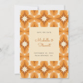 Modern Bold Oranje Bruin Retro Wedding Save The Date (Voorkant)
