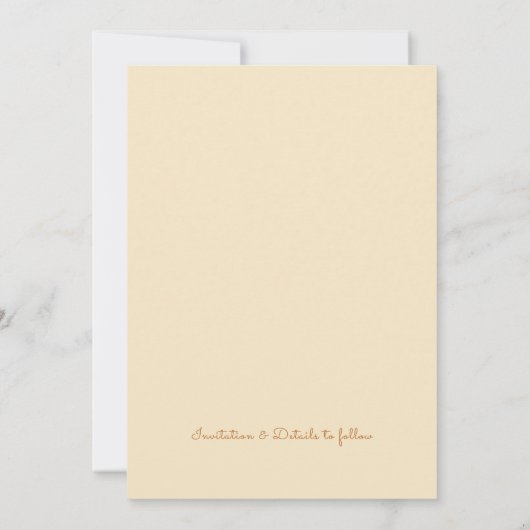 Modern Bold Oranje Bruin Retro Wedding Save The Date (Achterkant)