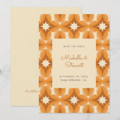 Modern Bold Oranje Bruin Retro Wedding Save The Date (Voorkant / Achterkant)