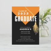 Modern Bold Oranje Pet Afstuderen Kaart (Staand voorkant)