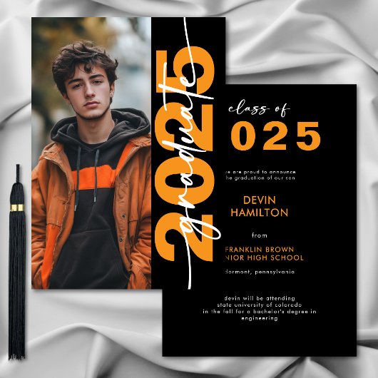 Modern Bold Oranje Typografie Afstudeerder Aankond Kaart