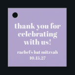 Modern Bold Paarse Bat Mitzvah Custom Dank u Bedankjes Labels<br><div class="desc">Gepersonaliseerde Vette Typografie Lavendel Paarse Modern Bedankt Favor Tags</div>