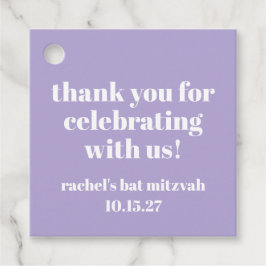 Modern Bold Paarse Bat Mitzvah Custom Dank u Bedankjes Labels