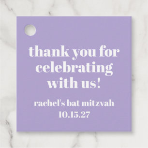 Modern Bold Paarse Bat Mitzvah Custom Dank u Bedankjes Labels