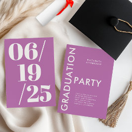 Modern Bold Paarse Graduation Party Kaart