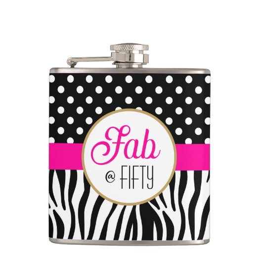 Modern Bold Pattern Fifty & Fabulous 50th Birthday Heupfles (Voorkant)