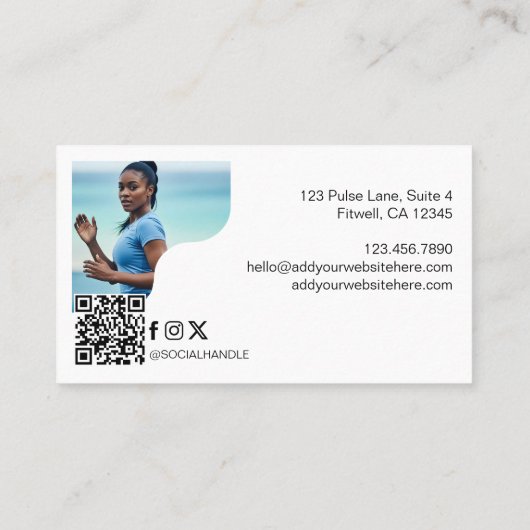 Modern Bold Personal Trainer Fitness Photos QR  Visitekaartje (Achterkant)