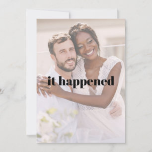 Modern Bold Photo Just Married Reception Trendy Kaart