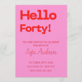 Modern Bold Pink Red Birthday Invitation Kaart (Voorkant)