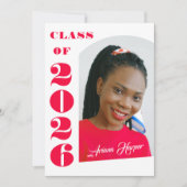 Modern Bold Pink Script Graduation Party Kaart (Voorkant)