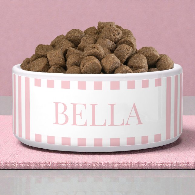Modern Bold Pink Stripes Pattern Minimal Dog Pet Voerbakje (Modern Bold Pink Stripes Pattern Minimal Dog Pet Bowl)