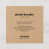 Modern Bold Professional Minimalist Rustic Kraft Vierkante Visitekaartje (Achterkant)
