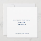 Modern Bold Pruissian Blue Big Date Weddenschap Save The Date (Achterkant)