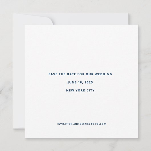 Modern Bold Pruissian Blue Big Date Weddenschap Save The Date (Achterkant)