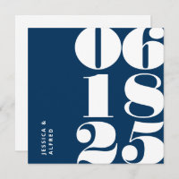 Modern Bold Pruissian Blue Big Date Weddenschap