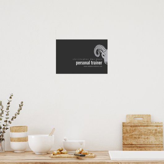 Modern Bold Rams Head Offset Logo Downloaden Poster (Keuken)