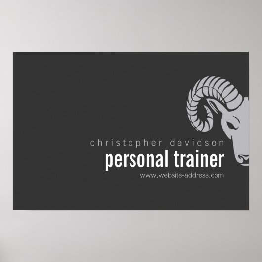 Modern Bold Rams Head Offset Logo Downloaden Poster (Voorkant)