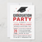 Modern Bold Red Black White Photo Graduparty Kaart (Voorkant)